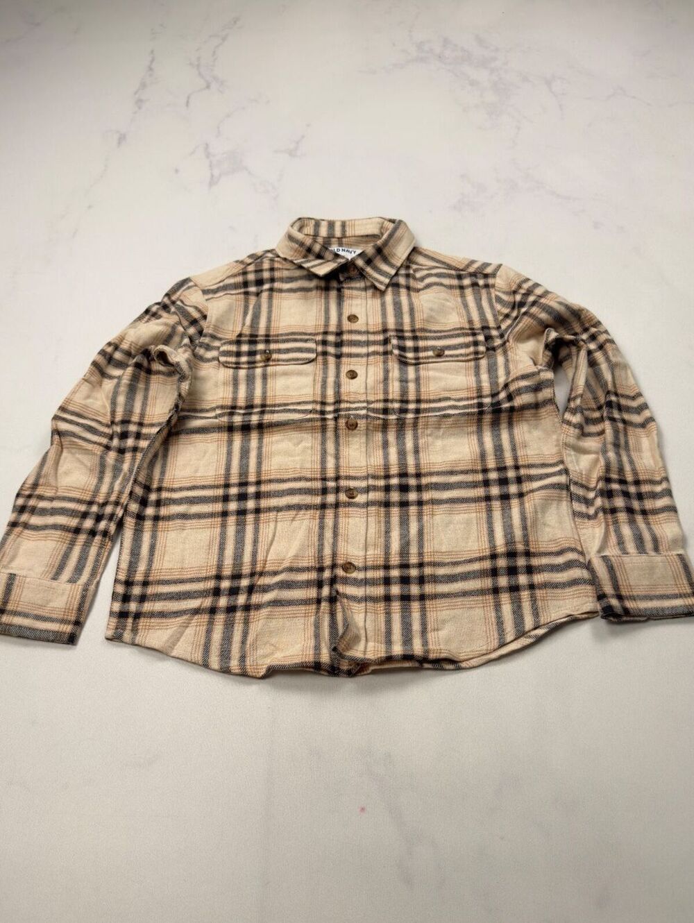 Old Navy Button-Up Shirt Tan 2010s Casual - Girls M